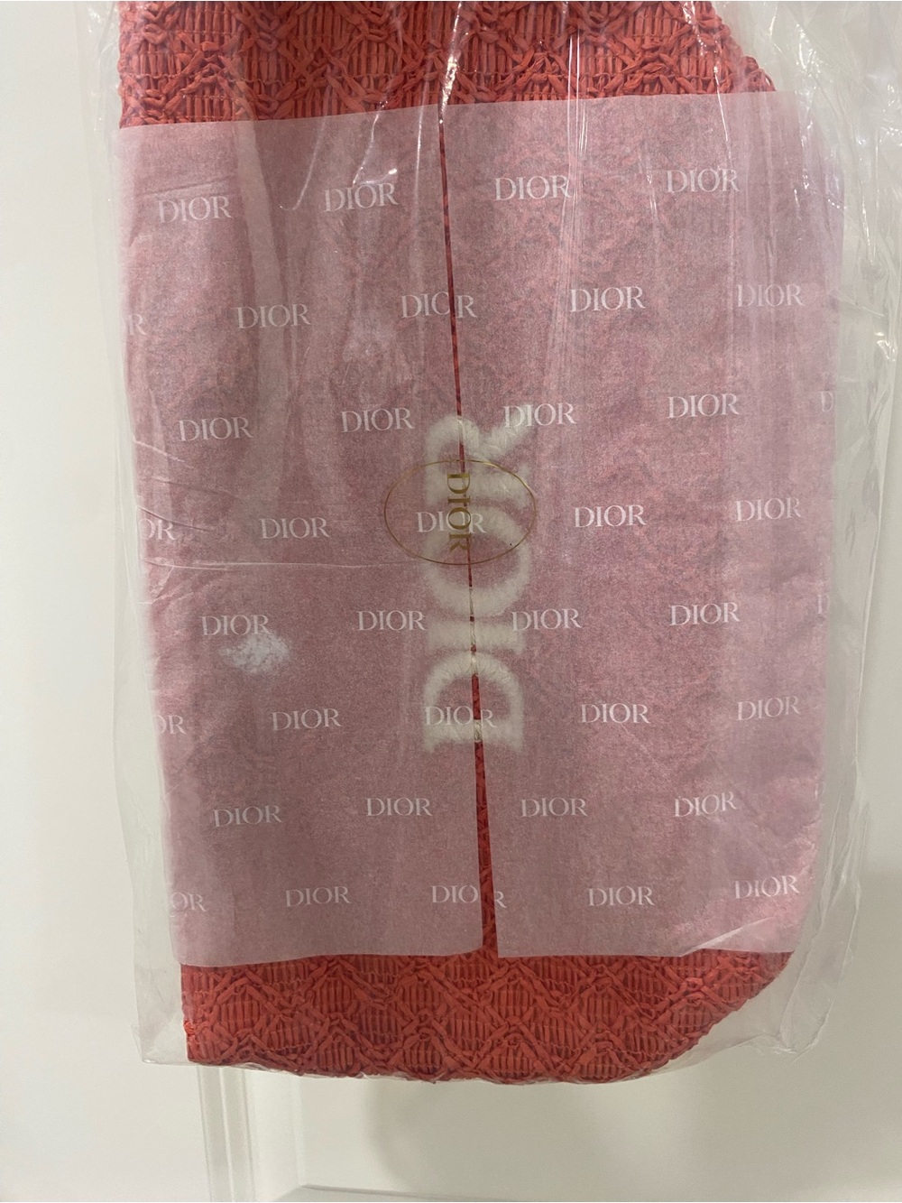 Dior Orange Raffia GWP Logo Tote - Picture 6 of 7